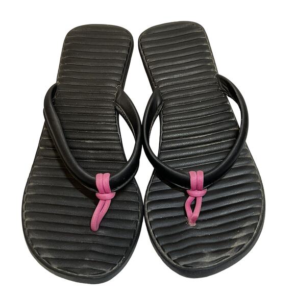 CROCS Sandals Women’s Size 10‎ Black Pink Cabana Wedge Flip Flop - Picture 1 of 7